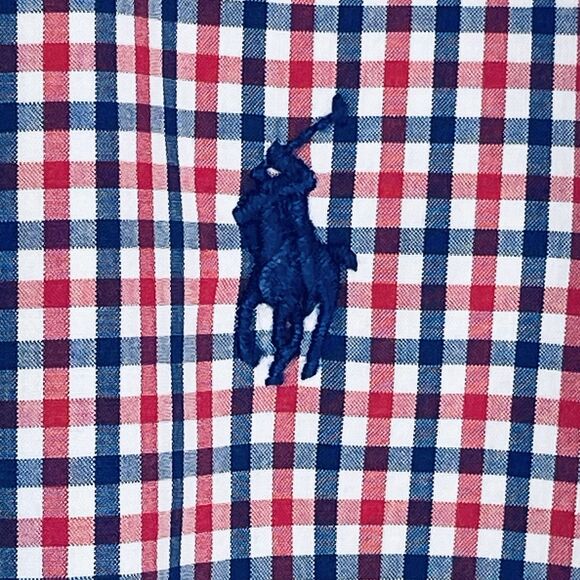Other - Ralph Lauren Short Sleeve Shirt Men's XXL Red Blue Check Oxford Button Down